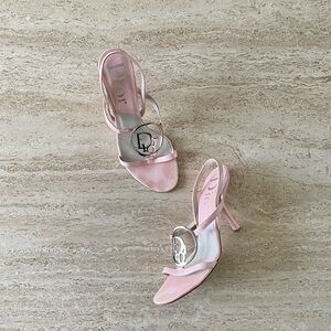 Vintage Dior Logo Strap Slingback Sandal Heels